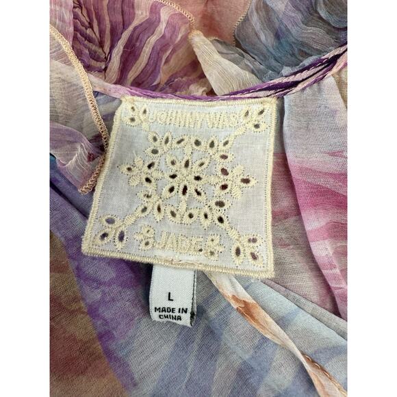 Johnny Was Jade Etta Pink Patchwork Floral Silk Cotton Dress Size L Boho - Picture 11 of 12